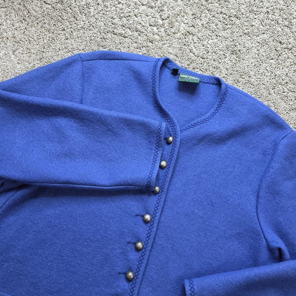 GEIGER Collections Australia Cardigan Sweater Womens 40 Blue Wool Sweater Ladies